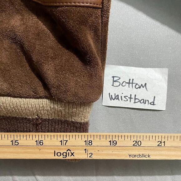 Vintage Brown Suede Leather Bomber Jacket Mens Size 42 Retro 70s 80s Coat Fur - Picture 13 of 14